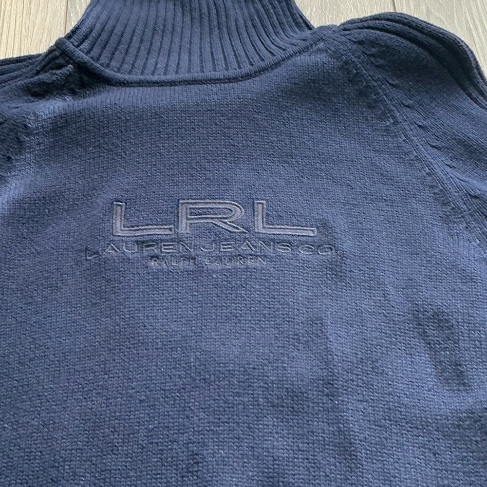 LRL Ralph Lauren Navy Turtleneck Sweater /Y2K cotton Knit - Picture 5 of 13